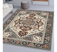VARIKASHOM Tapis Salon Moderne Poil Court Tapis Chambre, Tapis Salle de Séjour Moquette,Beige Crème Jaune Multicolore Floral Vintage, Noir Gris, 160 x 230 cm
