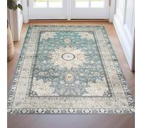 VARIKASHOM Tapis Salon Moderne Poil Court Tapis Chambre, Tapis Salle de Séjour Moquette,Beige Jaune Oriental Traditionnel, Gris Sarcelle, 160 x 230 cm