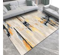 VARIKASHOM Tapis Salon Moderne Poil Court Tapis Chambre, Tapis Salle de Séjour Moquette,Noir Beige Jaune Abstrait Moderne, Orange, 160 x 230 cm