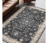 VARIKASHOM Tapis Salon Moderne Poil Court Tapis Chambre, Tapis Salle de Séjour Moquette, Shabby Chic Vintage, à Motifs Floraux, Gris, Beige, Blanc et Marron Vintage, 160 x 240 cm