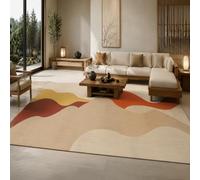 VARIKASHOM Tapis sous Chaise Bureau, 90 x 150 cm, Abstrait Moderne Beige Taupe Marron Orange, Antidérapant Lavable Tapis Poils Courts pour Déco Salon Chambre,