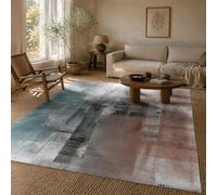 VARIKASHOM Tapis sous Chaise Bureau, 90 x 150 cm, Abstrait Moderne Bleu Gris Rouge Taupe, Antidérapant Lavable Tapis Poils Courts pour Déco Salon Chambre,