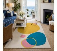 VARIKASHOM Tapis sous Chaise Bureau, 90 x 150 cm, Abstrait Moderne Jaune Bleu Rose Noir Beige, Antidérapant Lavable Tapis Poils Courts pour Déco Salon Chambre,