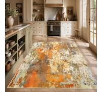 VARIKASHOM Tapis sous Chaise Bureau, 90 x 150 cm, Abstrait Orange Marron Blanc Gris Vert, Antidérapant Lavable Tapis Poils Courts pour Déco Salon Chambre,