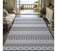 VARIKASHOM Tapis sous Chaise Bureau, 90 x 150 cm, Géométrie Moderne Bleue Grise Blanche, Antidérapant Lavable Tapis Poils Courts pour Déco Salon Chambre,