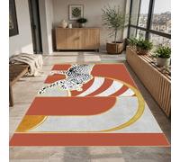 VARIKASHOM Tapis sous Chaise Bureau, 90 x 150 cm, Moderne géométrique Rouge Jaune Blanc Noir, Antidérapant Lavable Tapis Poils Courts pour Déco Salon Chambre,