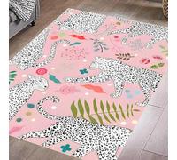 VARIKASHOM Tapis sous Chaise Bureau, 90 x 150 cm, Motif Floral Moderne Rose Vert Noir Blanc Rouge Bleu, Antidérapant Lavable Tapis Poils Courts pour Déco Salon Chambre,