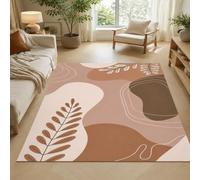 VARIKASHOM Tapis sous Tables de Chevet, 60 x 120 cm, Motifs Floraux Abstraits Modernes Marron Beige Blanc, Tapis Decoration pour Salon Chambre, Salle de Bain, Couloir Cuisine,