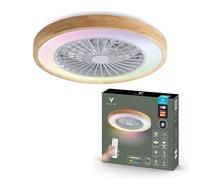 Varin® Ventilateur Plafond avec Lumiere, Ø 50 cm - Bois Clair | Intelligent, Plafonnier Ventilateur Silencieux pour Chambre, Tuya Wi-Fi, LED 30W RGBW, Télécommande, 3000K à 6000K