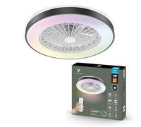 Varin® Ventilateur Plafond avec Lumiere, Ø 50 cm - Noir/Blanc | Intelligent, Plafonnier Ventilateur Silencieux pour Chambre, Tuya Wi-Fi, LED 30W RGBW, Télécommande, 3000K à 6000K
