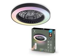 Varin® Ventilateur Plafond avec Lumiere, Ø 50 cm - Noir/Noir | Intelligent, Plafonnier Ventilateur Silencieux pour Chambre, Tuya Wi-Fi, LED 30W RGBW, Télécommande, 3000K à 6000K