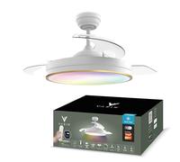 Varin® Ventilateur Plafond avec Lumiere Intelligent, Ø 50 cm/108 cm | Blanc/ Or - Pales Rétractables, Tuya Wi-Fi, Ventilateur Plafond Silencieux 20 dB, LED 36W RGBW, Télécommande
