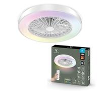 Varin® Ventilateur Plafond avec Lumiere Intelligent, Plafonnier Ventilateur Silencieux pour Chambre, Tuya Wi-Fi, LED 30W RGBW, Ø 50 cm, Télécommande, 3000K à 6000K, Blanc