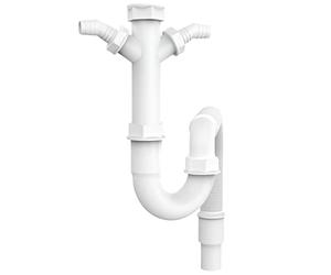 VARIOSAN Siphon à tube flexible 11497, 1 1/2 ", 2 raccords 1", pour évier, lave-vaisselle et machine à laver