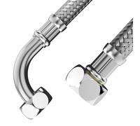 VARIOSAN Tuyau blindé pour machine à laver et lave-vaisselle 17741, 2,50 m, 3/4" ÜWM x 3/4" ÜWM avec coude à 90°, gaine en acier inoxydable, certifié DVGW, eau potable