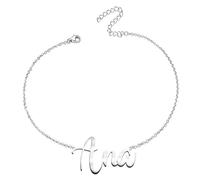 various Bracelet pour femme avec prénom en acier inoxydable - Pendentif prénom personnalisé argenté pour femme - Cadeaux personnalisés pour femme, mère, fille, meilleure amie