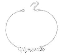 various Bracelet pour femme avec prénom en acier inoxydable - Pendentif prénom personnalisé argenté pour femme - Cadeaux personnalisés pour femme, mère, fille, meilleure amie