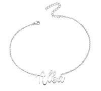 various Bracelet pour femme avec prénom en acier inoxydable - Pendentif prénom personnalisé argenté pour femme - Cadeaux personnalisés pour femme, mère, fille, meilleure amie