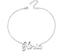 various Bracelet pour femme avec prénom en acier inoxydable - Pendentif prénom personnalisé argenté pour femme - Cadeaux personnalisés pour femme, mère, fille, meilleure amie