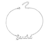 various Bracelet pour femme avec prénom en acier inoxydable - Pendentif prénom personnalisé argenté pour femme - Cadeaux personnalisés pour femme, mère, fille, meilleure amie