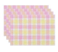Various Checkerboard Colors Placemat Kitchen Dining Room Table Anti-scalding Heat Insulation Mat(Color-04,8PC-32X42cm)
