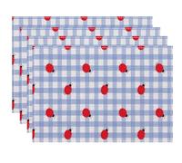 Various Checkerboard Colors Placemat Kitchen Dining Room Table Anti-scalding Heat Insulation Mat(Color-02,8PC-32X42cm)