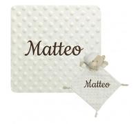 various Coffret Cadeau bébé personnalisé avec prénom, Beige | Couverture Minky, Doudou ultra-douce, Brodée au nom du nouveau-né, Pour garçon ou fille