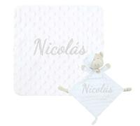 various Coffret Cadeau bébé personnalisé avec prénom, Blanc | Couverture Minky, Doudou ultra-douce, Brodée au nom du nouveau-né, Pour garçon ou fille
