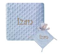 various Coffret Cadeau bébé personnalisé avec prénom, Bleu | Couverture Minky, Doudou ultra-douce, Brodée au nom du nouveau-né, Pour garçon ou fille