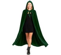 various Costume de vampire Halloween Manteau médiéval à capuche en velours pour fête de carnaval et Halloween - Cape Costume adulte pour unisexe, femme et homme (vert)