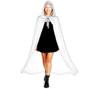 various Costume de vampire Halloween Manteau médiéval à capuche en velours pour fête de carnaval et d'Halloween - Cape Costume adulte pour unisexe femme et homme Blanc 170 cm