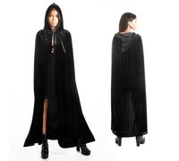 various Costume de Vampire Halloween Manteau médiéval pour fête de Carnaval et d'halloween - Cape Costume Adulte pour Unisexe Femme et Homme Noir 135 cm