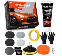 various Kit de Rénovation de Phares Voiture, Restaurateur pour Optiques Jaunies et Opaques avec Pâte Polish 80 ML, Disques Abrasifs, Protection UV, Adaptateur Perceuse