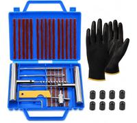 Various Kit de Réparation de Pneus Tubeless 37 Pièces, Kit Anti-Crevaison avec Mèches, Outils en T, Gants et Accessoires, pour Voiture, Moto, SUV, Camionnette, Quad et Tondeuse
