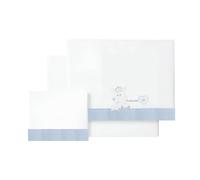 various - Parure de lit 60 x 120 cm pour bébé printemps et automne type 100 % coton extra doux en Espagne - (dessous+plan de travail+taie d'oreiller-coeur aimant, couleur BCO/bleu