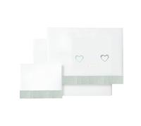 various Parure de lit pour bébé 60 x 120 cm, 100 % coton extra doux, comprend un drap housse, un drap plat et une taie d'oreiller, respirante Happy Love, couleur blanc/vert