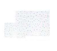 Various Parure de lit pour berceau 60 x 120 cm, linge de lit, 100 % coton extra doux, réfriqué en Europe, (dessous + drap + taie d'oreiller) imprimé étoile bleu/blanc