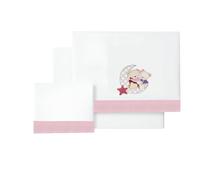 various - Parure de lit pour berceau 60 x 120 cm, pour bébé printemps et automne, type 100 % coton, extra doux, réfriqué en Espagne, dessous de lit, drap de dessus et taie d'oreiller, couleur BCO/rose