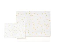 Various Parure de lit pour berceau de 60 x 120 cm, 100 % coton, extra douce, fabriquée en Europe (drap plat + taie d'oreiller + taie d'oreiller) Motif étoiles, beige et blanc