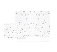 various Parure de lit pour lit bébé 60 x 120 cm, linge de lit, 100 % coton extra doux, fabriqué en Europe, (dessous + drap + taie d'oreiller) imprimé lune gris/blanc
