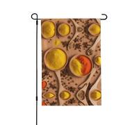 Various Seasonings Drapeau de jardin double face avec motifs imprimés 71,1 x 101,6 cm (léger) - Impression intégrale vibrante pour cour, jardin, terrasse ou porche