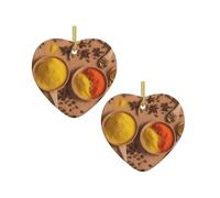 Various Seasonings Pendentif décoratif de Noël imprimé Motif imprimé Cheminée en céramique en forme de cœur à suspendre 1 pièce Arbre de Noël à suspendre