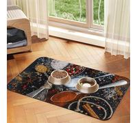 Various Seasonings Tapis d'alimentation pour animaux de compagnie avec dessus en polyuréthane absorbant l'eau et base en caoutchouc - Tapis antidérapant pour chien et chat 40 x 60 cm