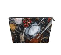 Various Seasonings Trousse de toilette de voyage en cuir avec fermeture éclair dorée pour femme en déplacement, Argenté., One Size, Trousse de toilette
