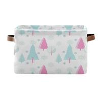 Various Trees Boîte de rangement rectangulaire pliable avec poignée Motif flocons de neige Pastel