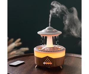 VarityMart UFO Cloud Rain Drop Humidificateur - Diffuseur d'aromathérapie à ultrasons silencieux avec télécommande, purificateur d'air à brume froide pour la maison, le bureau et la chambre à coucher
