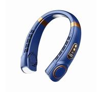 VarityMart Ventilateur de cou sans pales avec écran LED, mini ventilateur électrique, rechargeable par USB, portable, mains libres, usage domestique et extérieur, noir (bleu)