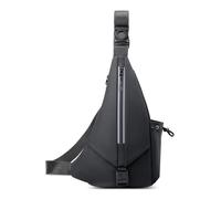 VARLIVOO Homme Sac a Bandoulière Sacoche Épaule avec Bandes Réfléchissante Léger Sac à Dos Porté Sacoche Poitrine Cyclisme Voyage Loisir Randonnée Imperméable Polyester Noir