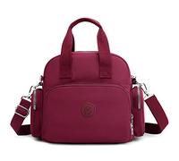 VARLIVOO Mode Dames Sac à Bandoulière avec USB Port Sac à Bandoulière Femmes Sac à Main Sac à Dos Collège Commute Voyager Camping Polyester Imperméable Vin Rouge