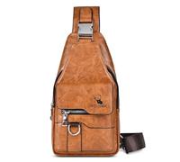 VARLIVOO Sac de Poitrine Homme Cuir PU Imperméable Sac à Bandoulière avec Bretelle Réglable Léger Sacs a Dos porté épaule Travers Pochette Sacoche Homme pour Voyage Loisir Randonnée Marron B